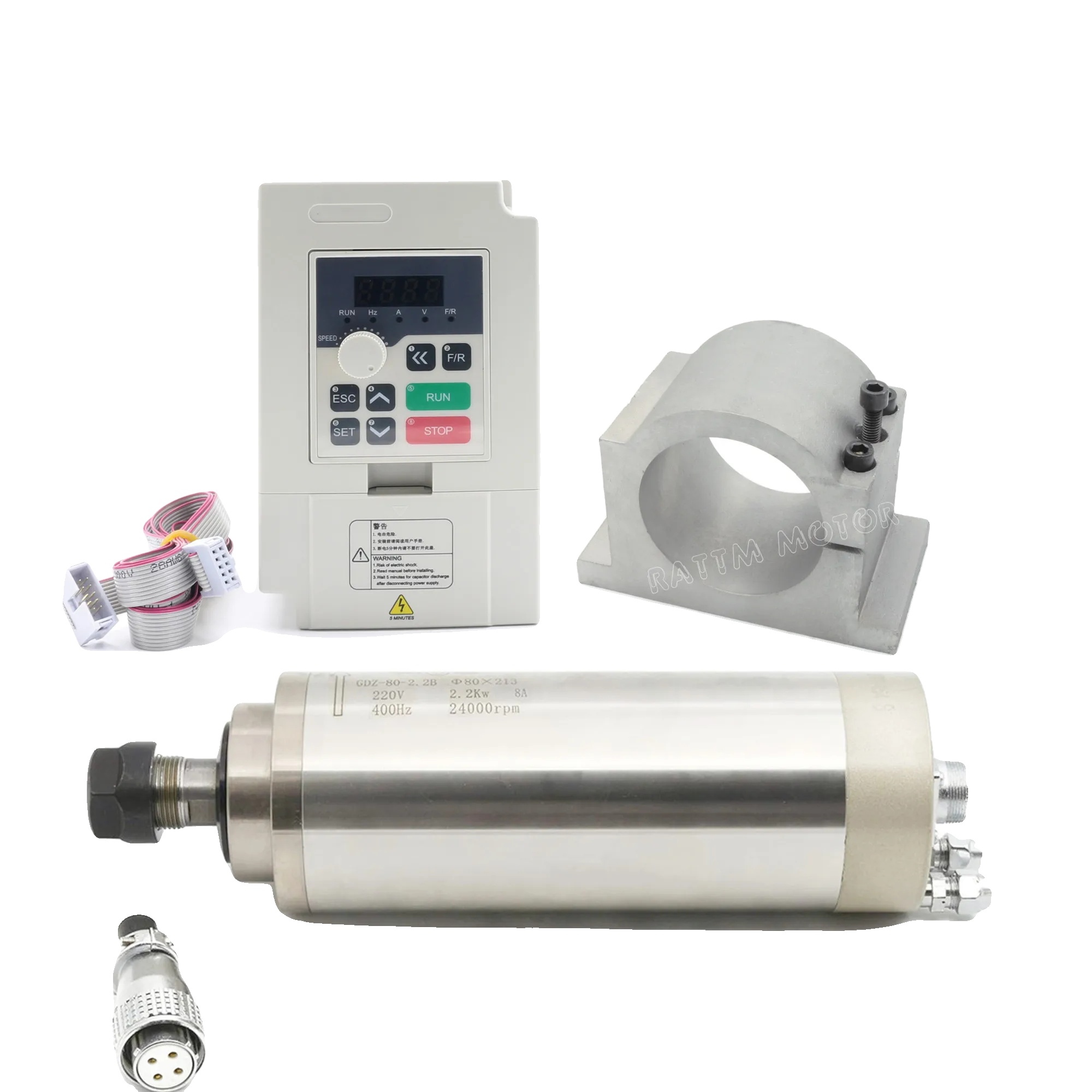 Cnc-frässpindelmotor, Wassergekühlt, Hohe Präzision, Mit Add Vfd Rtm-kragen, 220 V