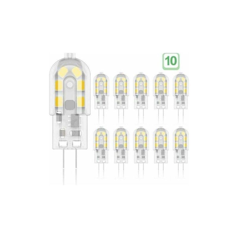 -g4 2w Led-lampe, Entspricht 20w Halogenlampen, Warmweiß 3000k 200lm 12 X Smd 12v Ac/dc - 10er-pack [energieklasse A+]