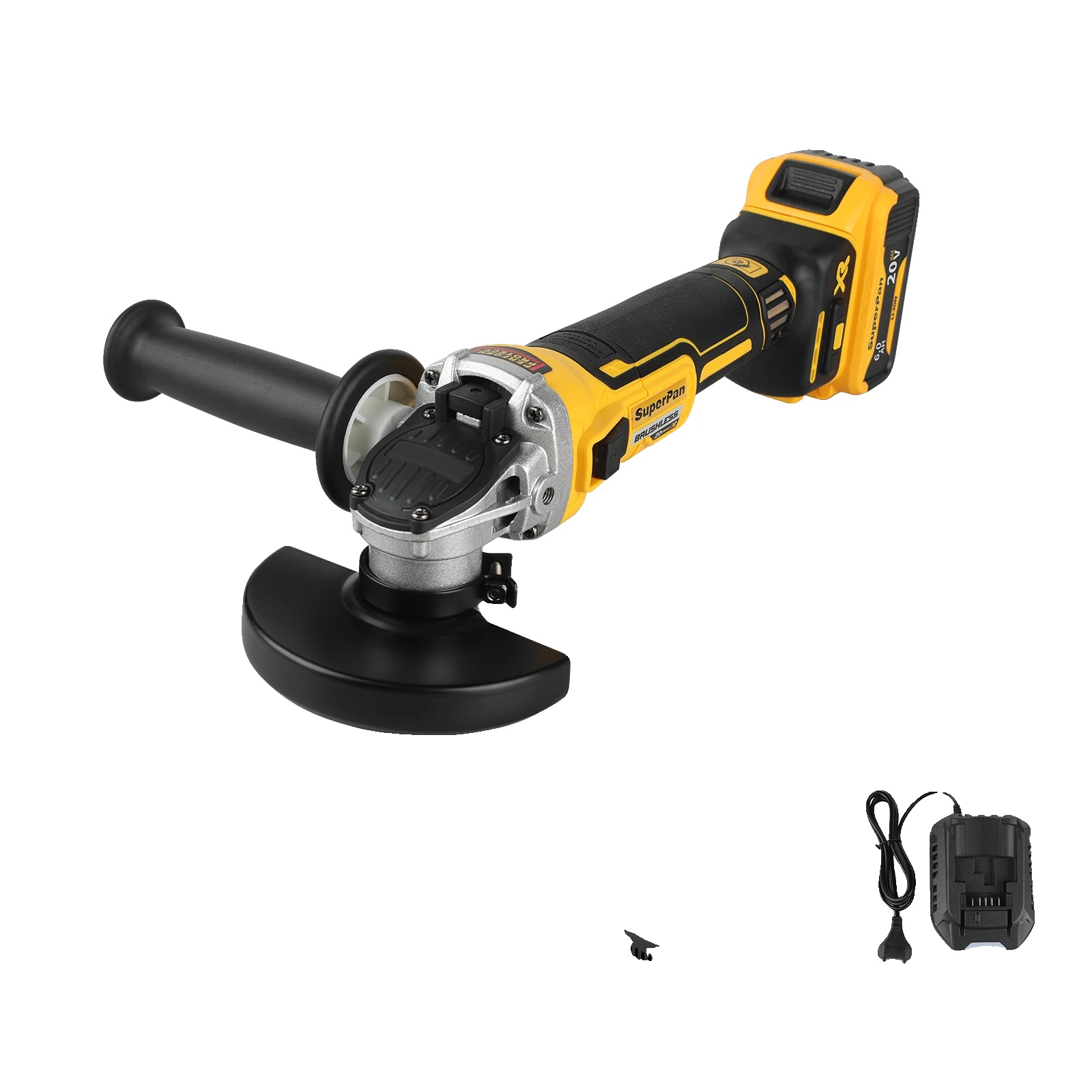 Winkelschleifer, Bürstenloser Motor, Hohe Effizienz, 2 Akkus, 1 Ladegerät