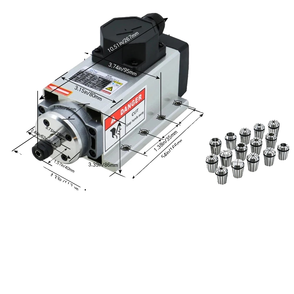 Cnc-spindelmotor, 24000 U/min, Luftkühlung, 2,2 Kw Klemmenkasten