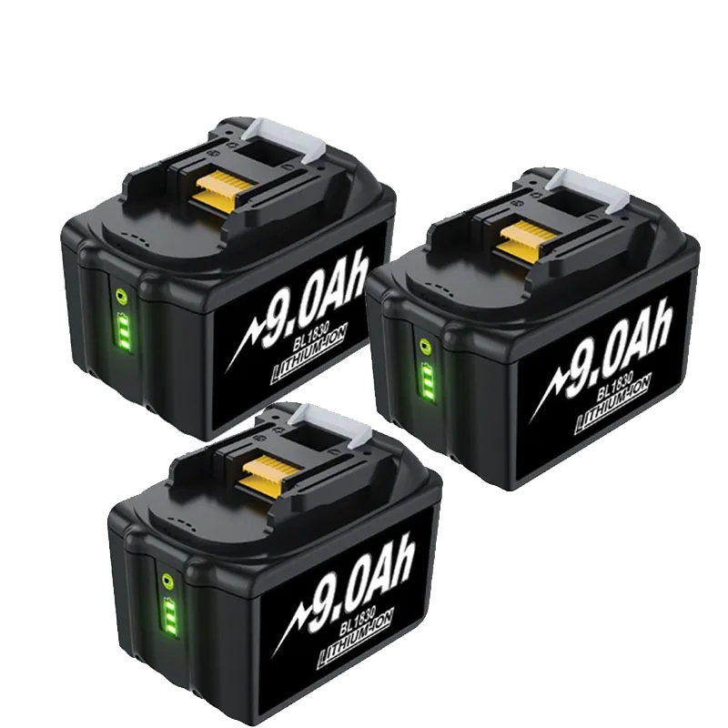 Wiederaufladbarer Akku, 18 V, 9000 Mah Kapazität, 9 Ah – 3 Stück