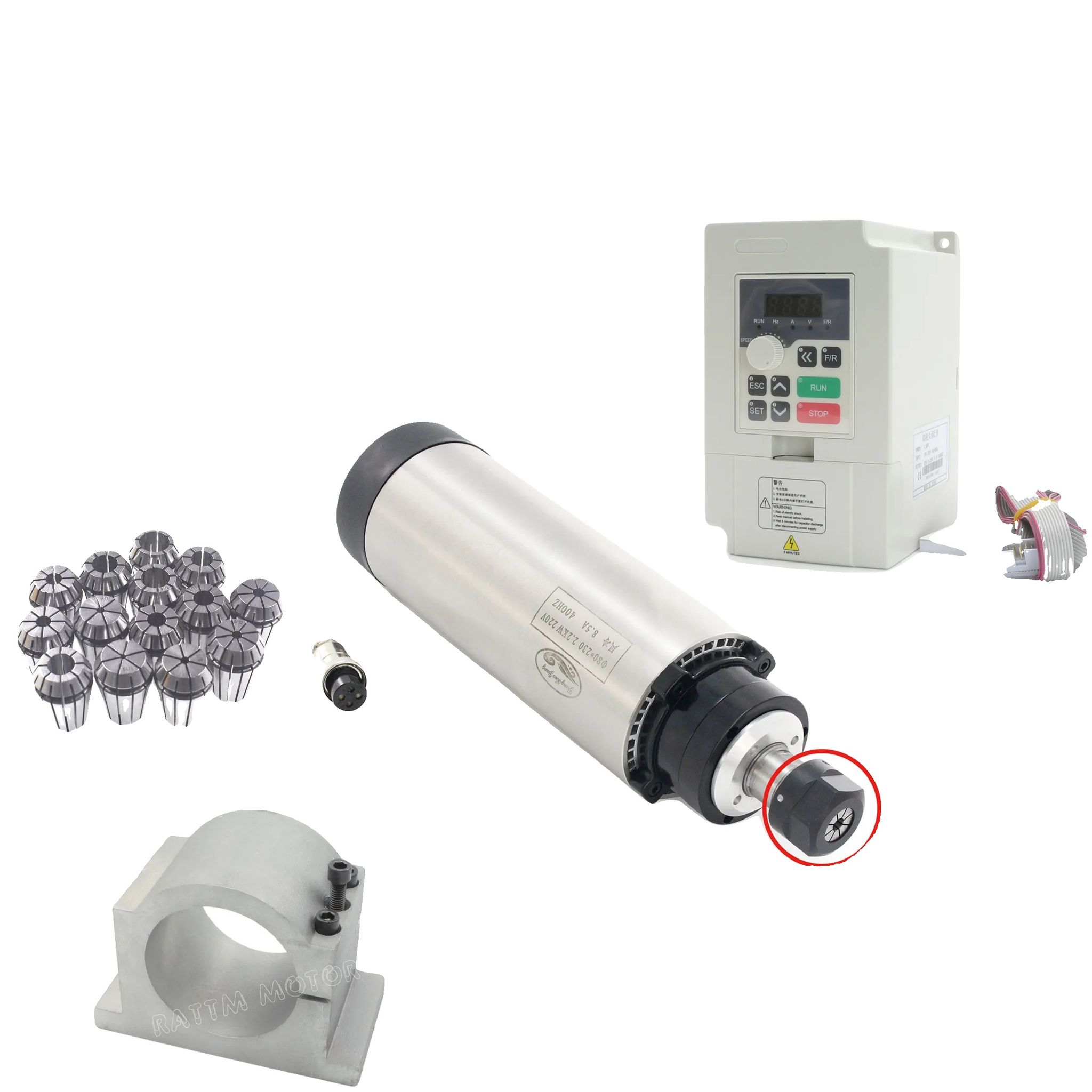 Cnc-frässpindelmotor, 2,2 Kw, Luftgekühlt, Komplettset