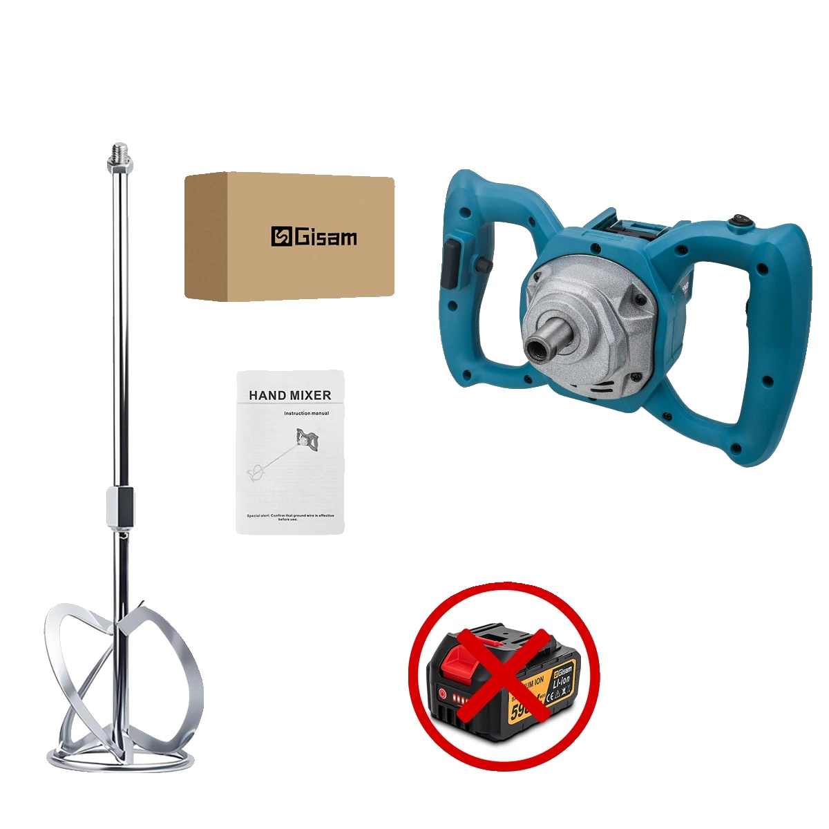 Akku-betonmischer, Bürstenloser Motor, Kein Akku, Kein Stecker