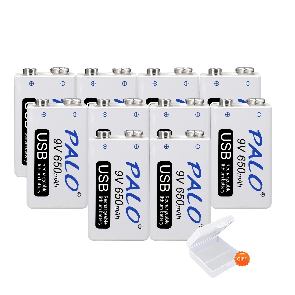 9-v-akku, 650 Mah Kapazität, Micro-usb-ladeanschluss, 10er-packung, 9 V
