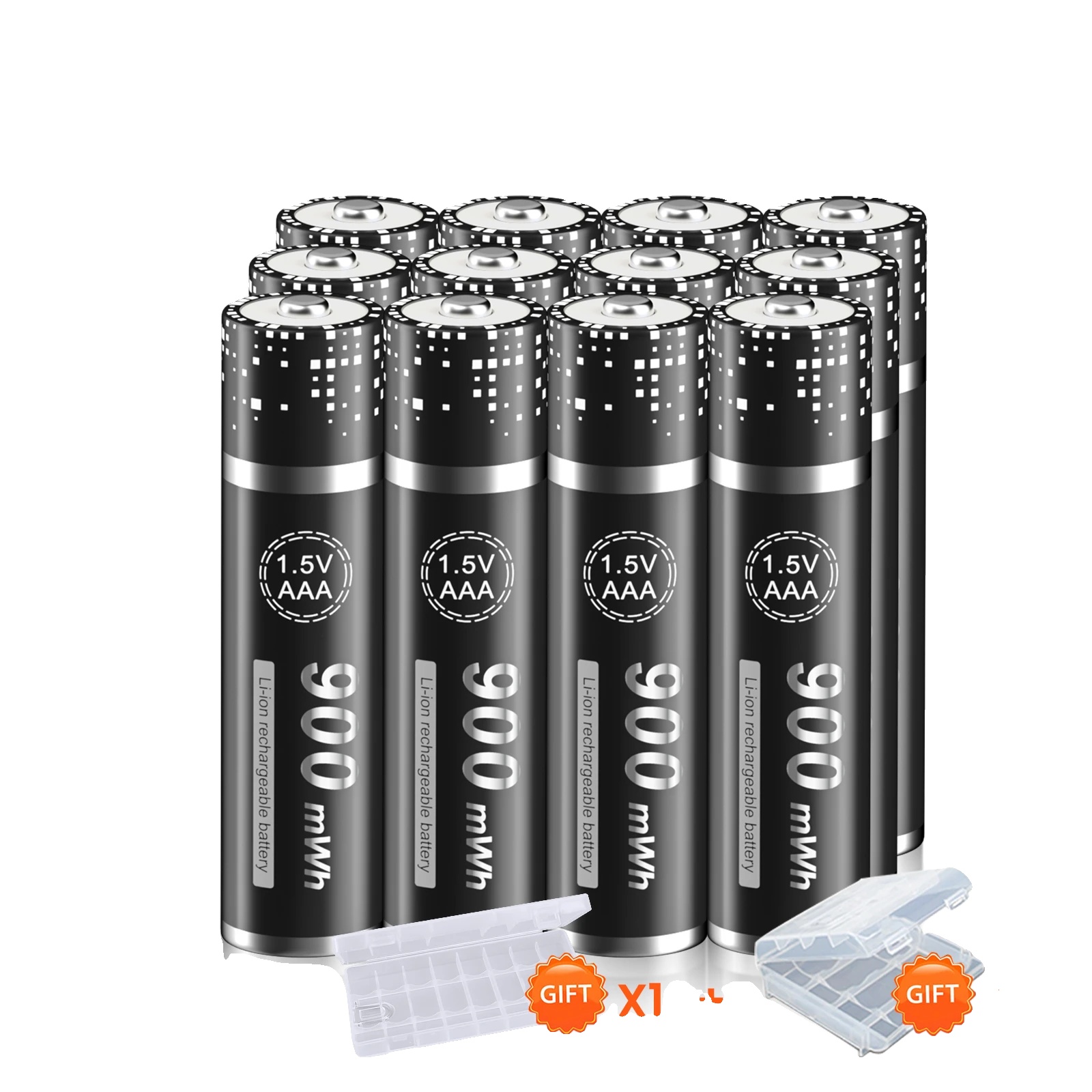 Wiederaufladbare Lithium-ionen-akkus, Intelligentes 8-steckplatz-ladegerät, Vielseitige Kompatibilität, Orange