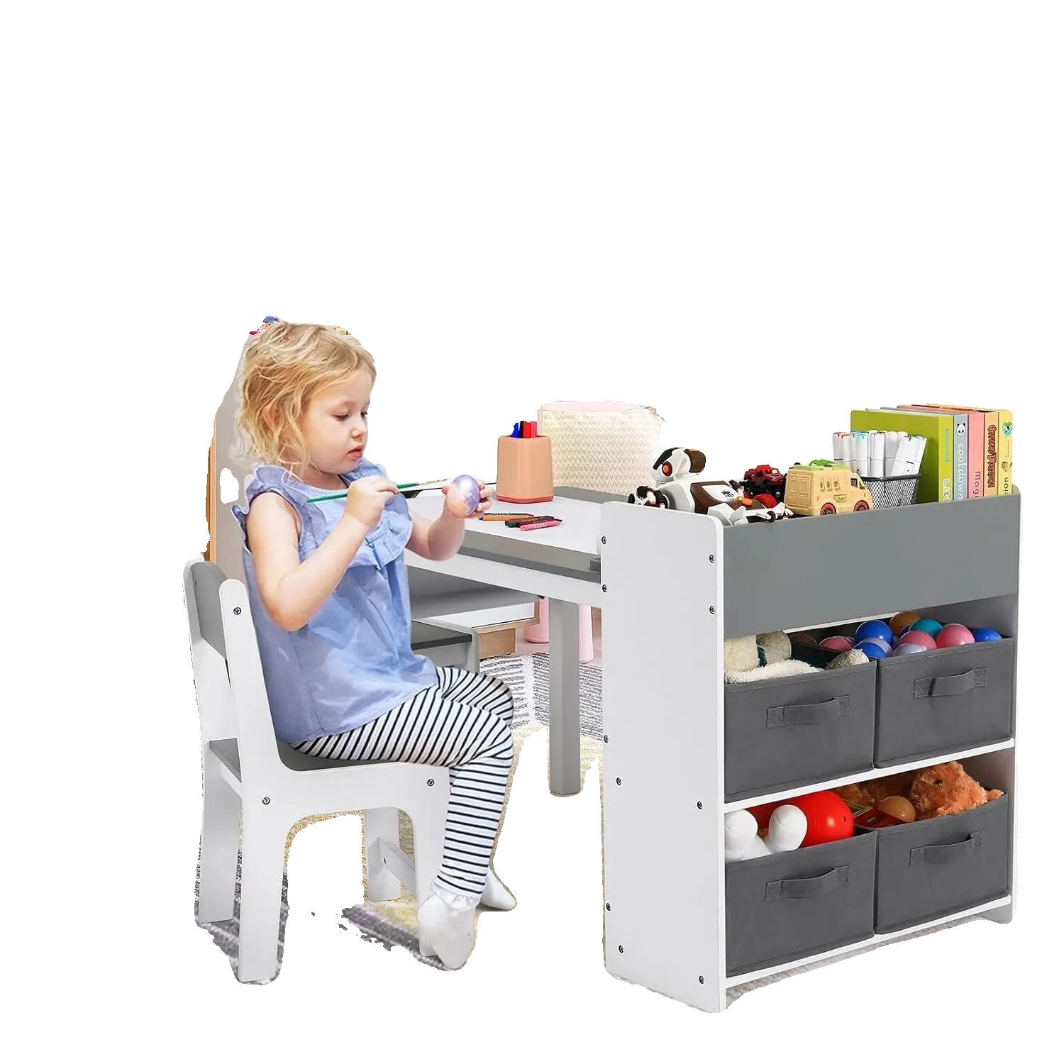 Kindermaltisch, Tischgröße 56 X 80 Cm, Gewicht 22,2 Kg, Stauraum Für 4 Boxen, Maximale Belastung 100 Kg, Montage Erforderlich