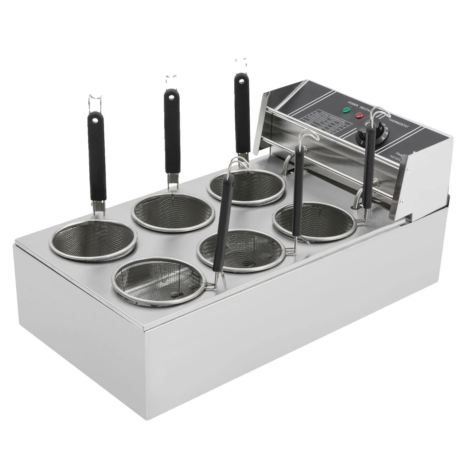 Nudelkocher, 20 L Fassungsvermögen, 2000 W Leistung, 6 Kochkörbe, Temperaturbereich Von 60 Bis 200 °c, Edelstahlkonstruktion