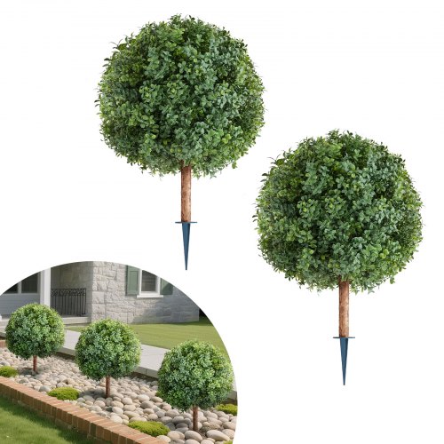 Künstliche Formschnitt Buchsbaumkugel Mit Erdspieß, 2er-set 686 Mm Kunstpflanzen, Dekopflanze, Für Dekoration, Veranda, Außen- & Innenbereich, Terrasse, Garten, Balkon, Hinterhof
