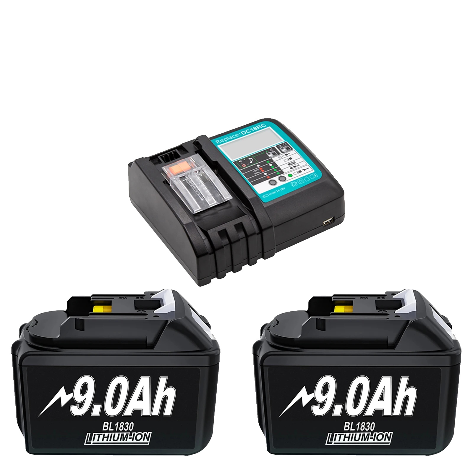 Wiederaufladbarer Akku, Hohe Kapazität, Schnellladeoptionen, 2 X 9000 Mah, 1 Einzelne