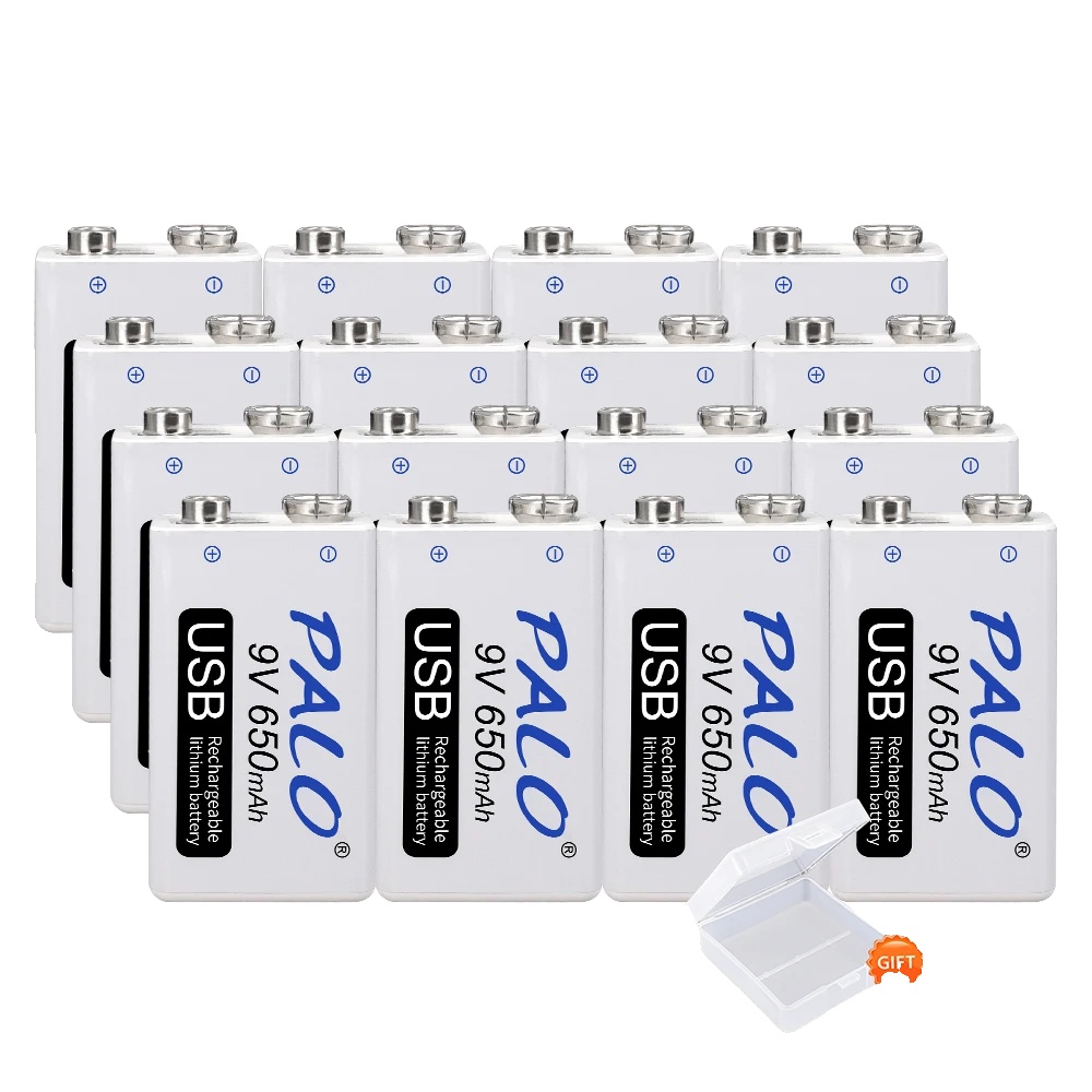 Wiederaufladbarer Akku, 650 Mah Kapazität, Usb-ladeanschluss, 16 Stück 9-v-batterien