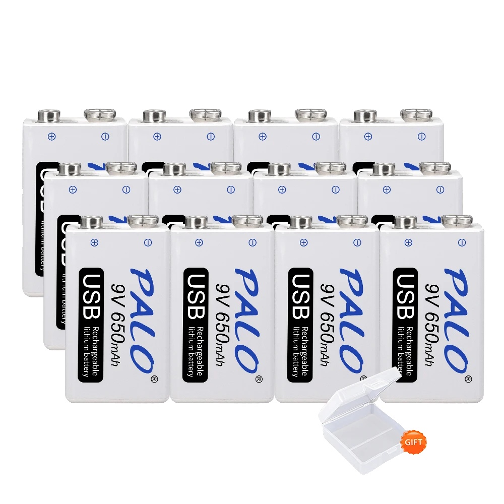 Wiederaufladbarer Akku, 650 Mah Kapazität, Usb-ladefunktion, 12 Stück 9-v-batterien