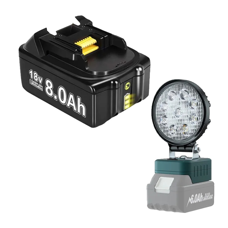 Akku Für Elektrowerkzeuge, 8000 Mah Kapazität, Kompatibel Mit Bl1830, 1 X 8,0 Ah, 1 X Arbeitsleuchte
