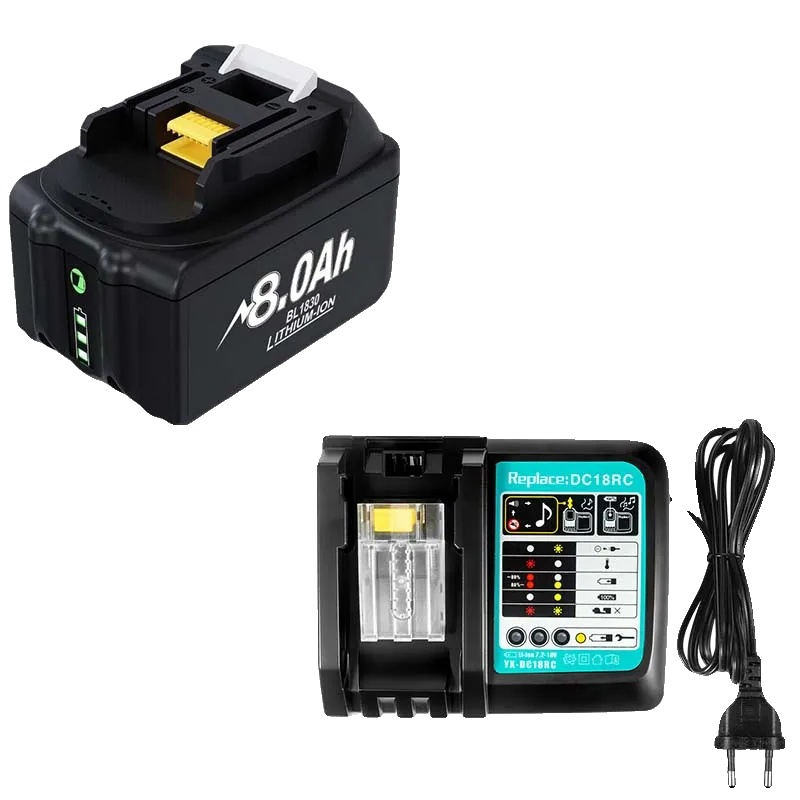 Ersatzakku, 8000 Mah Kapazität, 18 V Kompatibel, 1 X 8,0 Ah, 1 X Ladegerät