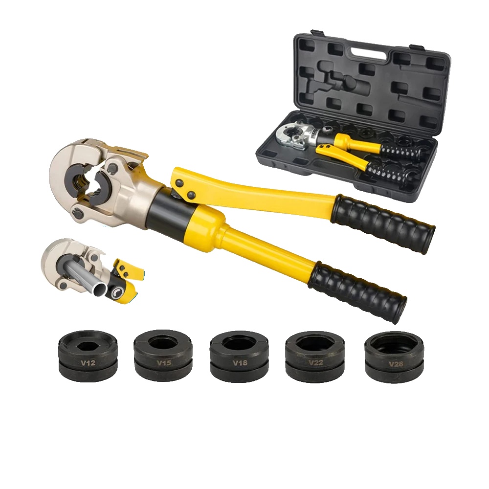 Hydraulisches Pex-rohrpresswerkzeug, Robustes Stahlgehäuse, Backengrößen 12–28 Mm, Maximaler Druck 100 Kn, Ergonomisch Geformter Griff, Automatischer Verriegelungsmechanismus