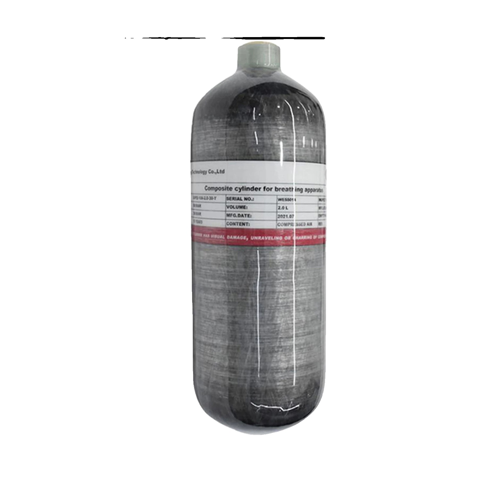 Hochdruckzylinder, Kohlefaser, 300 Bar Betriebsdruck, 2 L, Kohlefaser