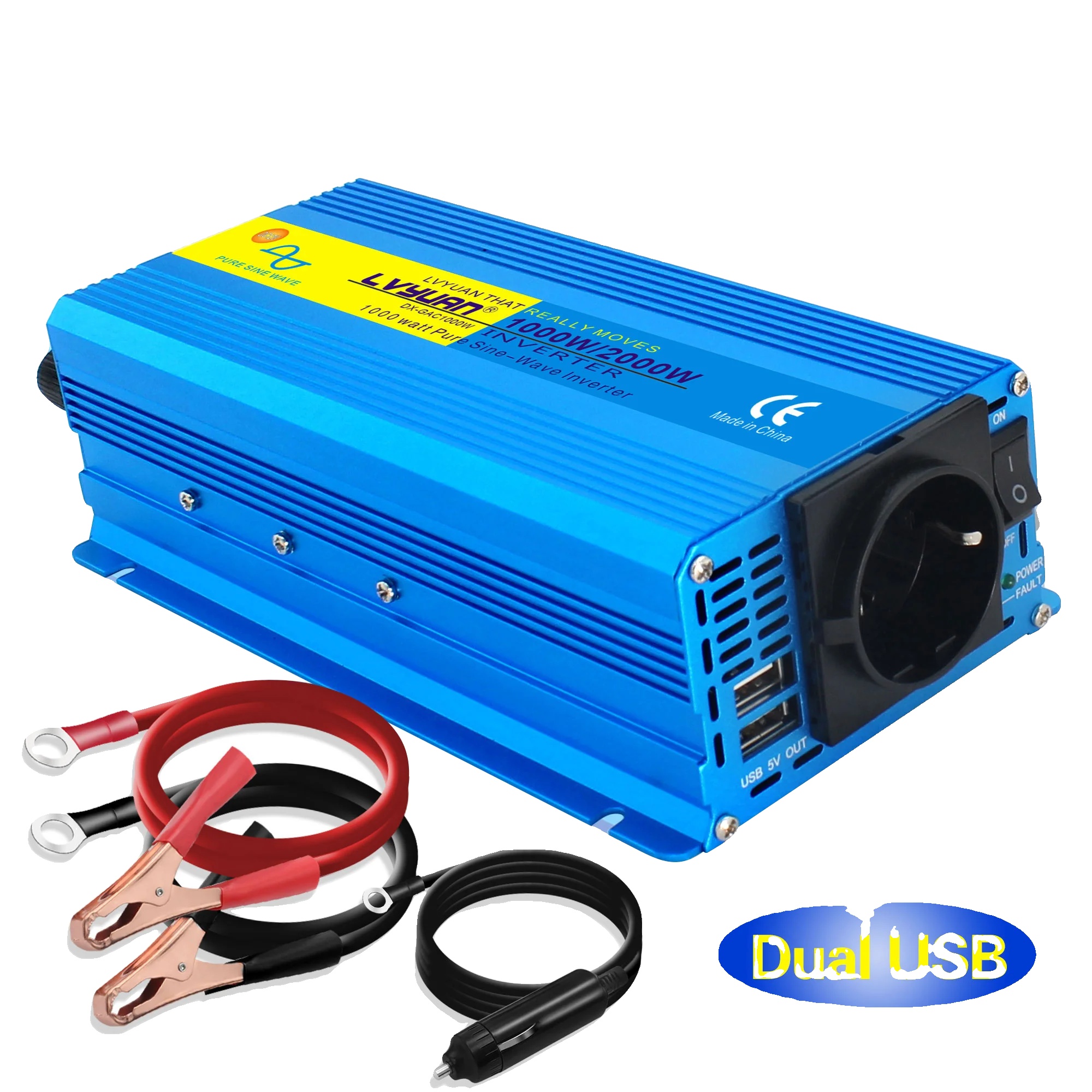 Wechselrichter, Reiner Sinuswellenausgang, Intelligente Schutzfunktionen, 2000 W, 50 Hz, Eu