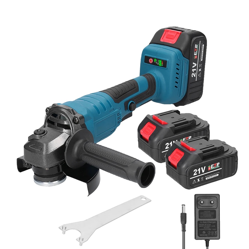 Winkelschleifer, Bürstenloser Motor, Variable Drehzahl, 2 Eu-akkus