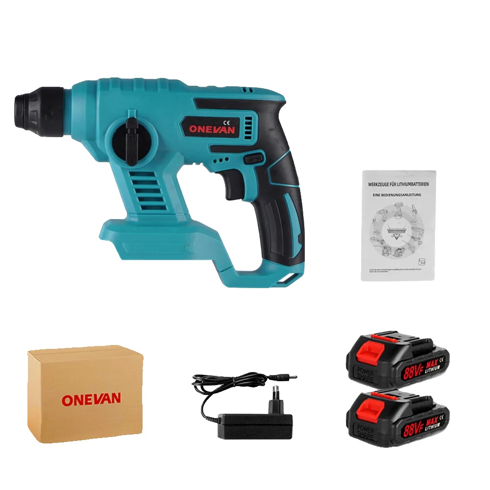 Akku-elektrohammer, 1000 W Leistung, 2 Betriebsmodi, 2 Akkus, 1 Eu-stecker