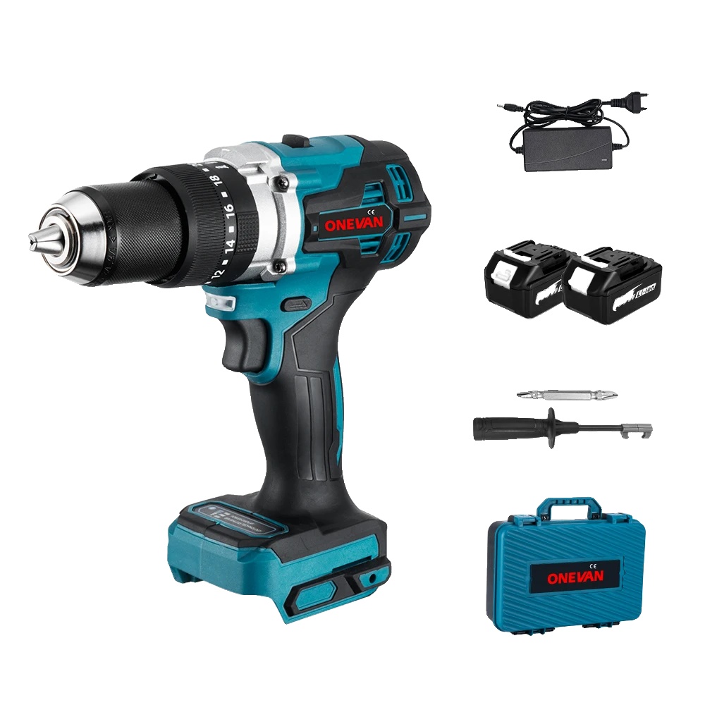 Akku-schlagbohrmaschine, 650 Nm Drehmoment, Bürstenloser Motor, 2 Akkus, Eu-stecker B