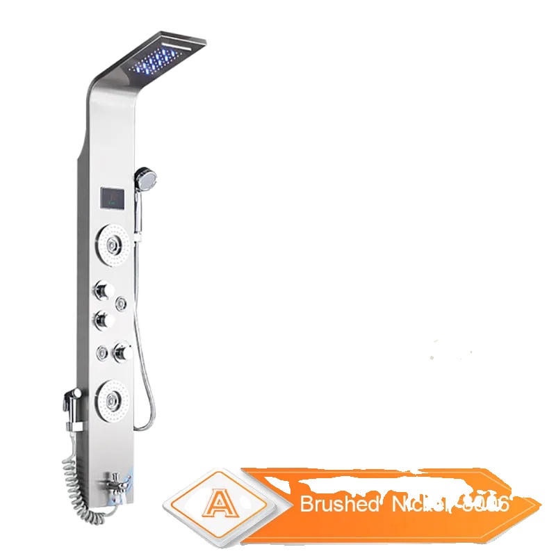 Duschpaneel, Mehrere Strahlarten, Integrierte Led-beleuchtung, Gebürstetes Nickel 8006