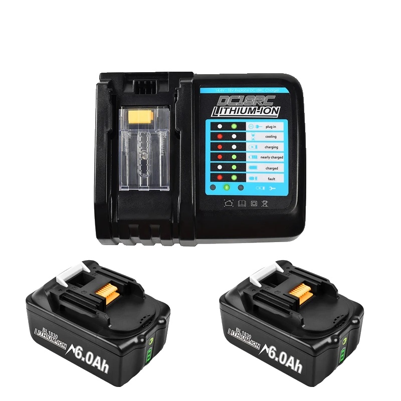 Akku, 18-v-li-ion-akku, Led-anzeige, 2 X 6 Ah 3-a-ladegerät