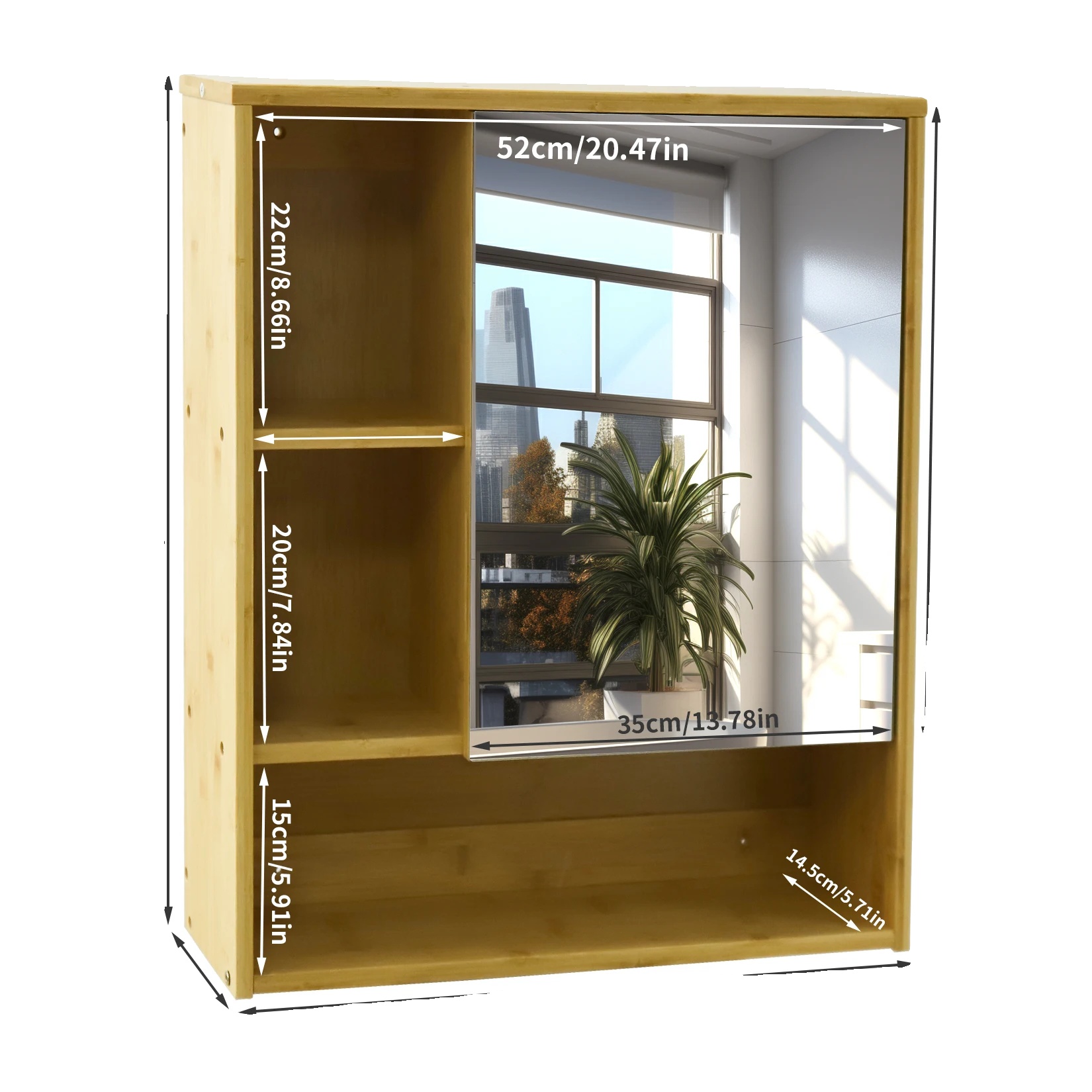 Wandschrank, Bambuskonstruktion, Vielseitiger Stauraum, Naturholz
