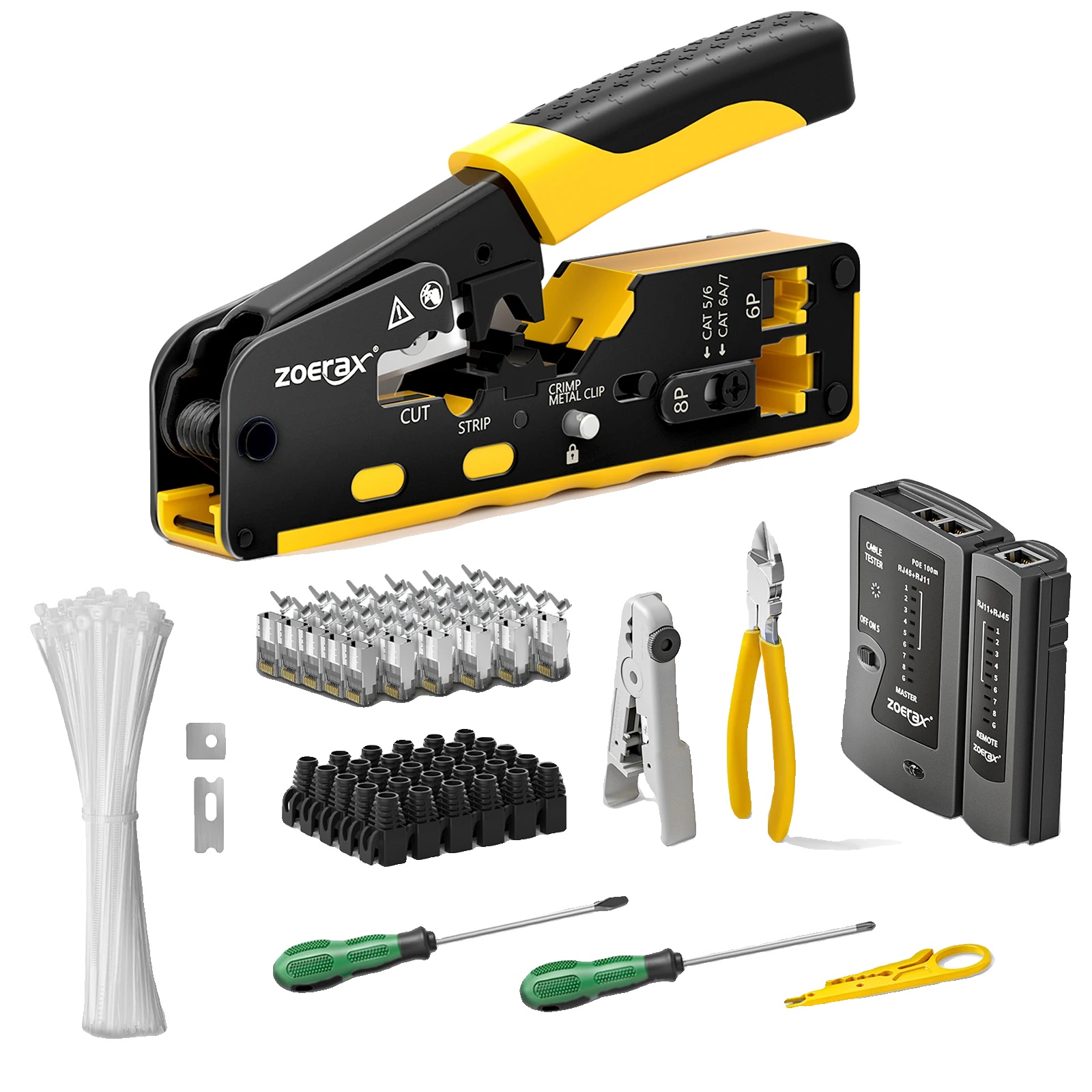 Zoerax Cat7 Crimpzangen-set, Multifunktions-crimpzange, Unterstützt Cat6a/cat6/cat5e