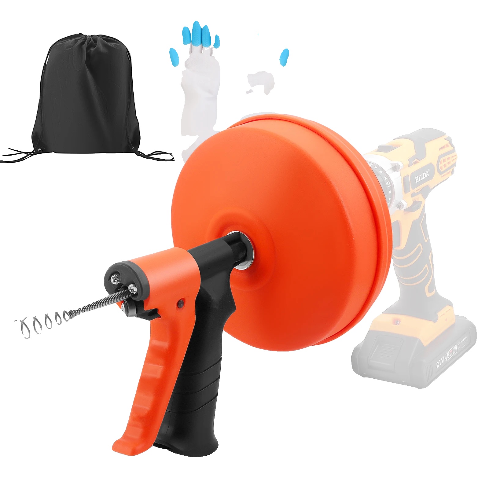 Abflussreiniger, Automatischer Betrieb, Umweltfreundliches Design, Orange