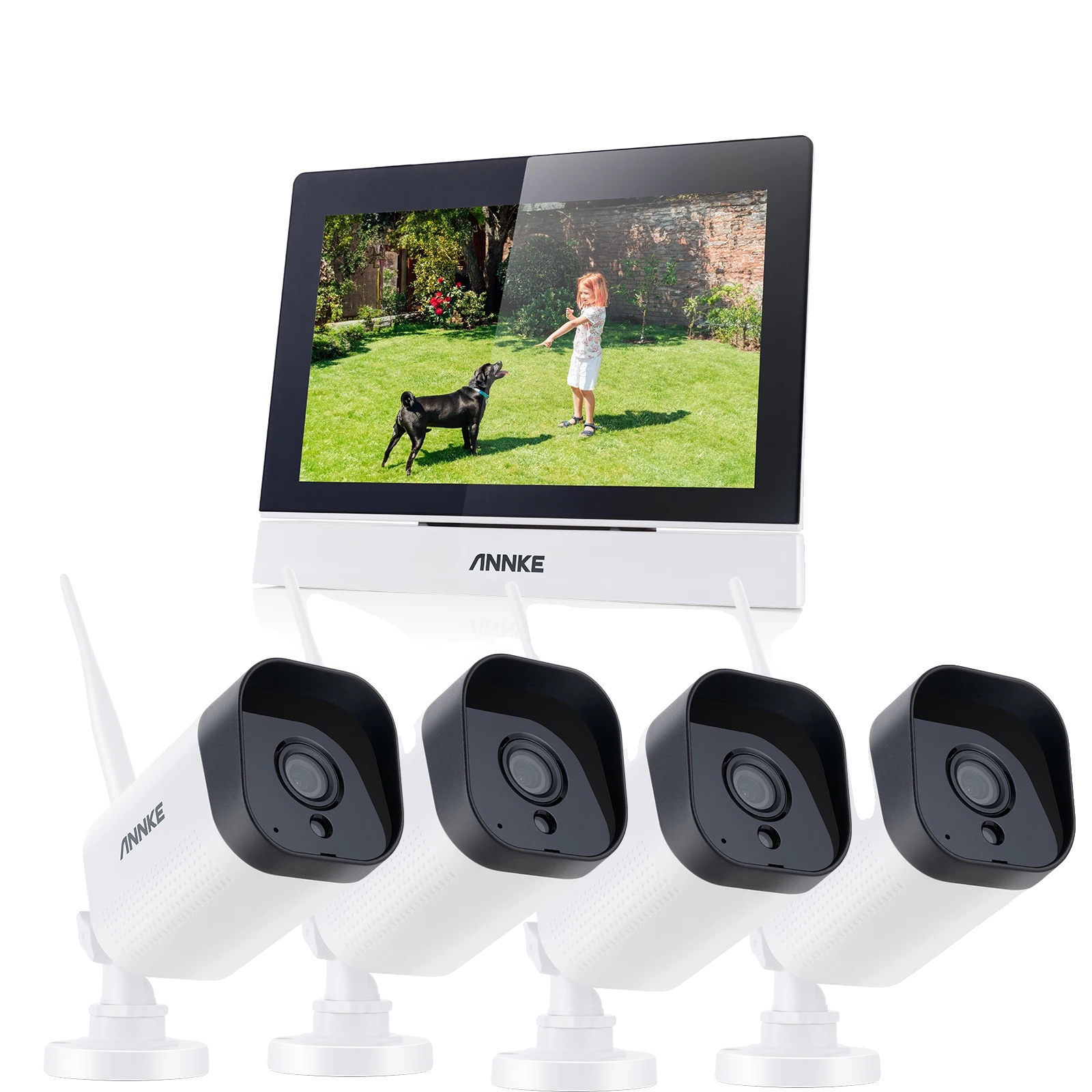 Drahtloses Videoüberwachungssystem, 7-zoll-touchscreen, Zwei-wege-audio, 4-teilige 3-mp-kamera