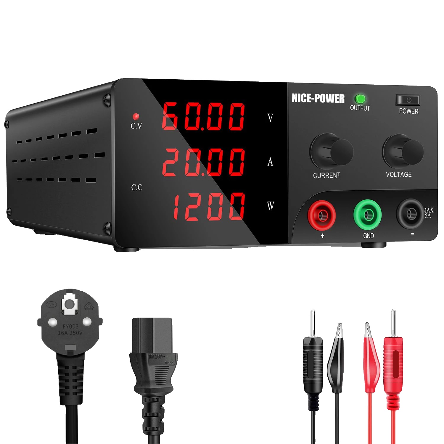 Einstellbares Gleichstromnetzteil, Präzise Spannungsregelung, Stabile Leistung, 60 V 20 A, 220 V