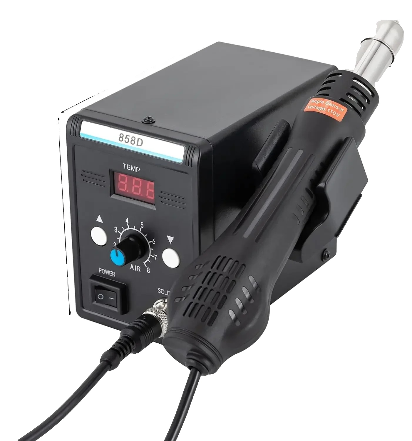 Heißluft-lötstation, Digitale Led-anzeige, Bürstenloser Lüfter, Schwarz, 220 V