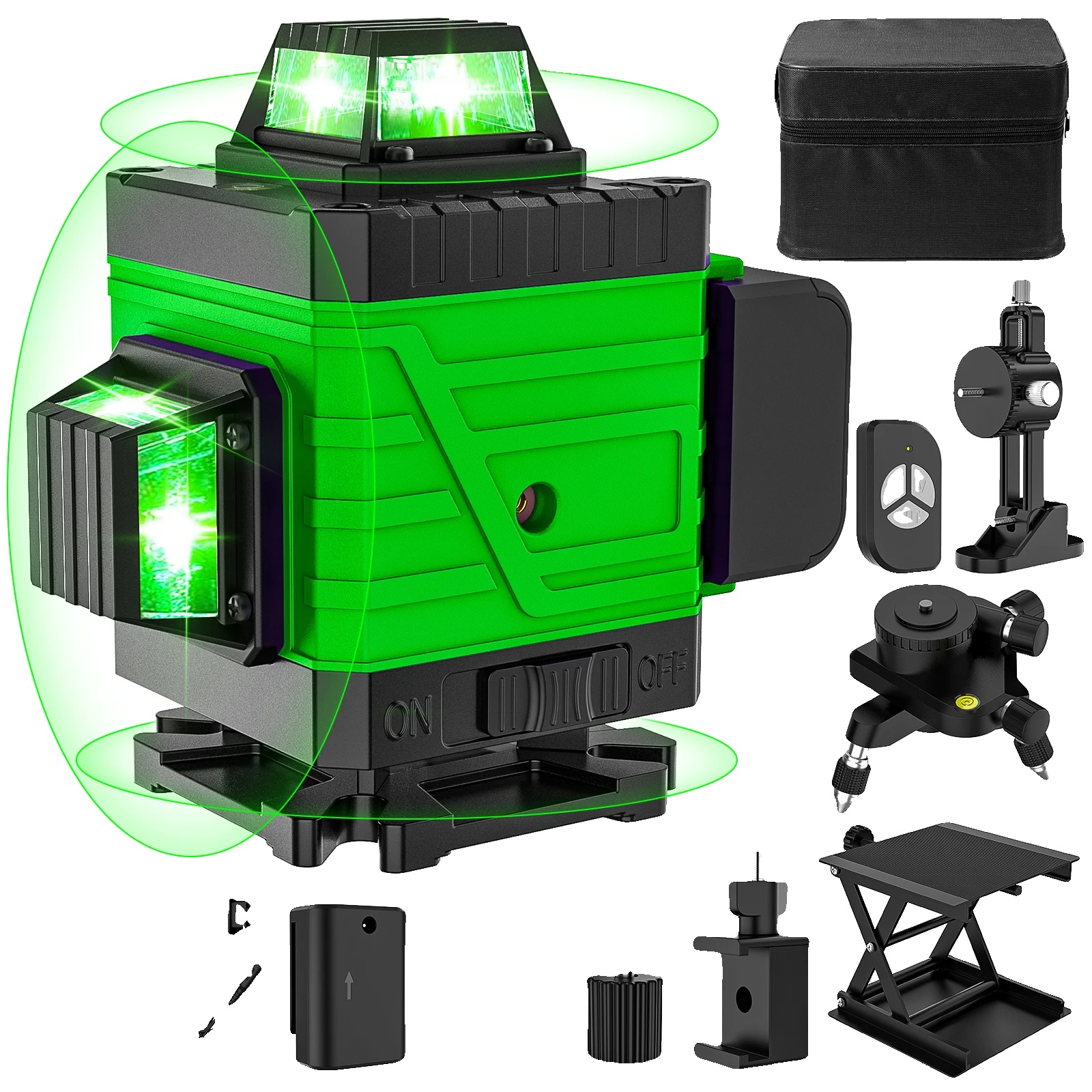 Laser-nivelliergerät, Grüne Laserstrahlen, Selbstnivellierend, 4d 6 Linien