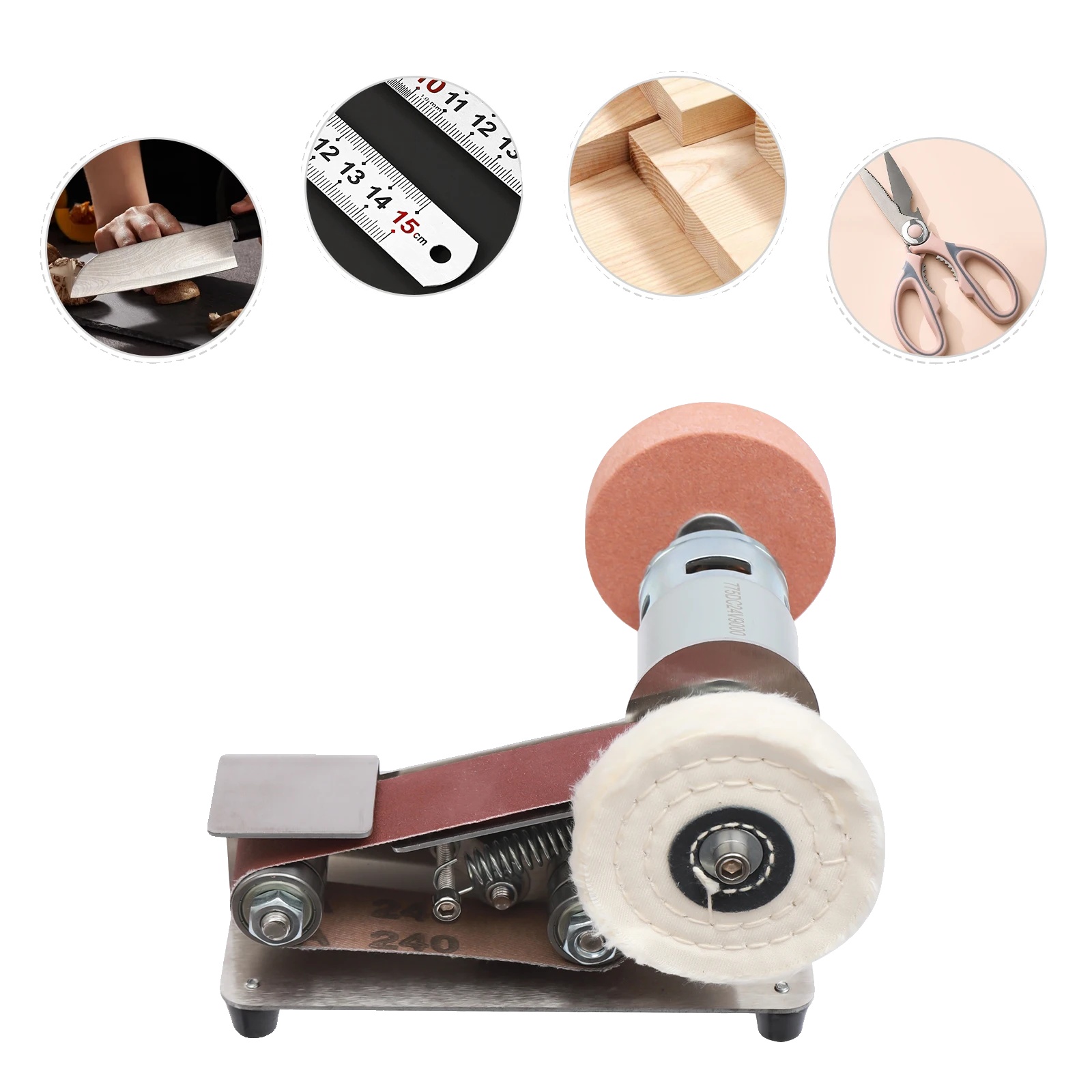 Elektrischer Bandschleifer, 150-w-motor, 7 Geschwindigkeitsstufen, Abmessungen: 17,5 Cm X 11 Cm X 4 Cm, Verstellbarer Tischwinkel Von 1° Bis 45°, Gewicht: 1,5 Kg