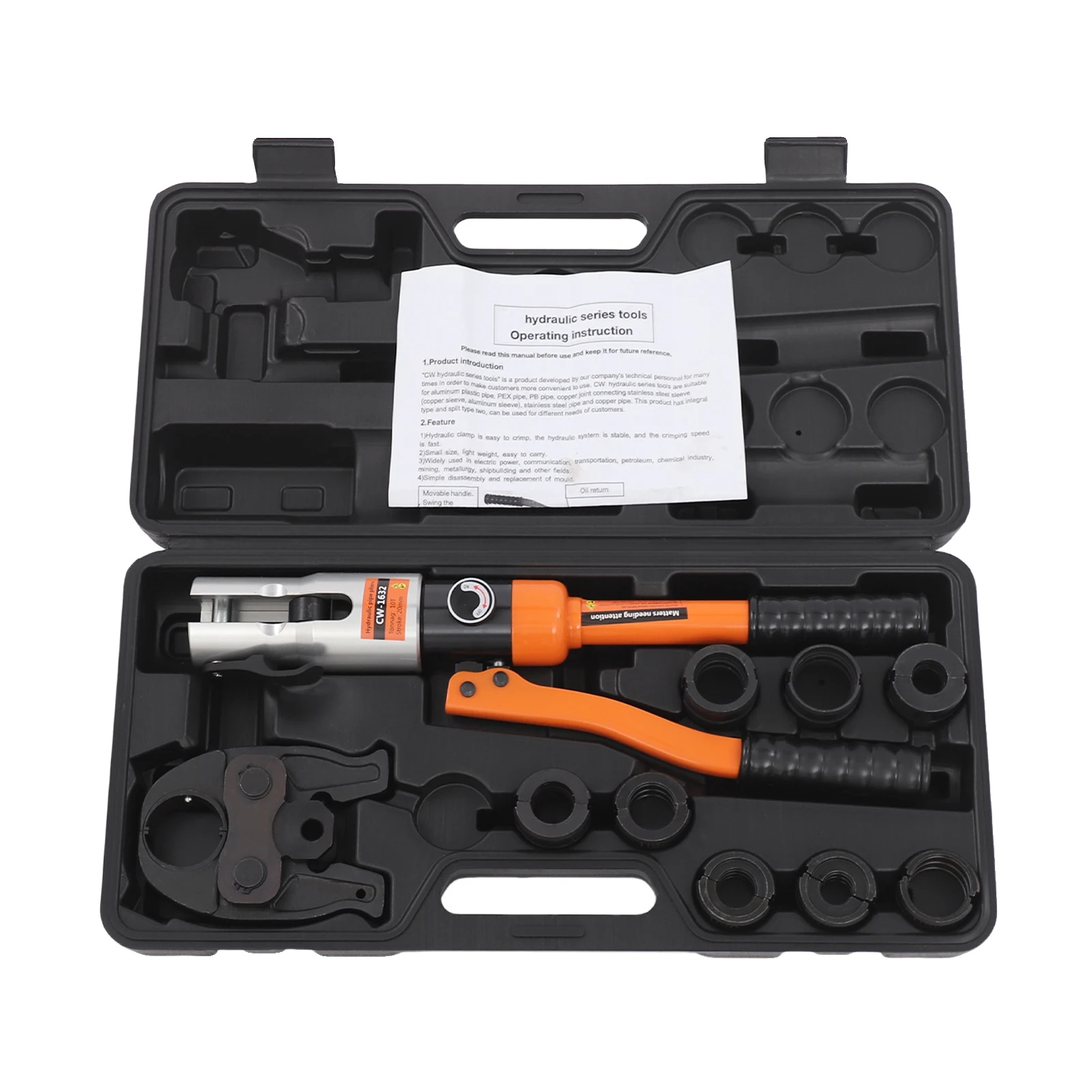 Hydraulikschlauch-presswerkzeug, Manuelle Bedienung, 8 Pressbacken Im Lieferumfang Enthalten, Orange