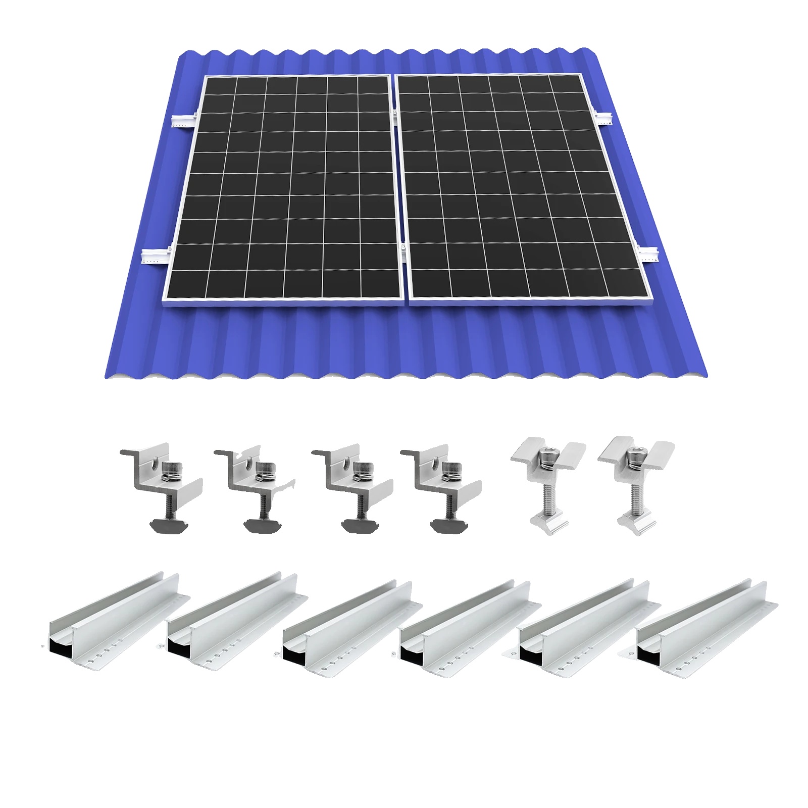 Montagehalterungen Für Solarmodule, Verstellbare Klemmen, Aluminiumkonstruktion, Für 2 Pv-module
