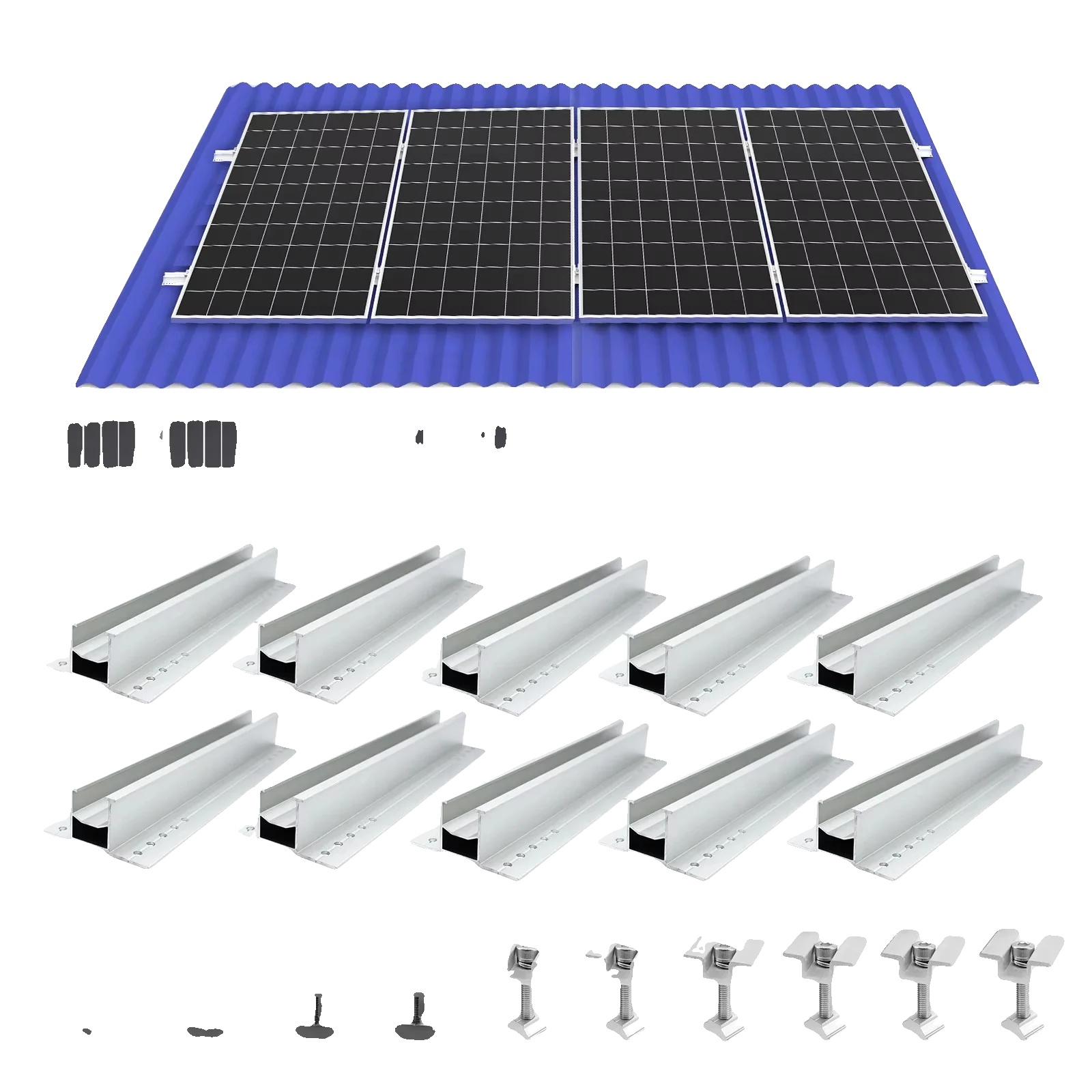 Montagehalterungen Für Solarmodule, Verstellbare Klemmen, Aluminiumkonstruktion, Für 4 Pv-module
