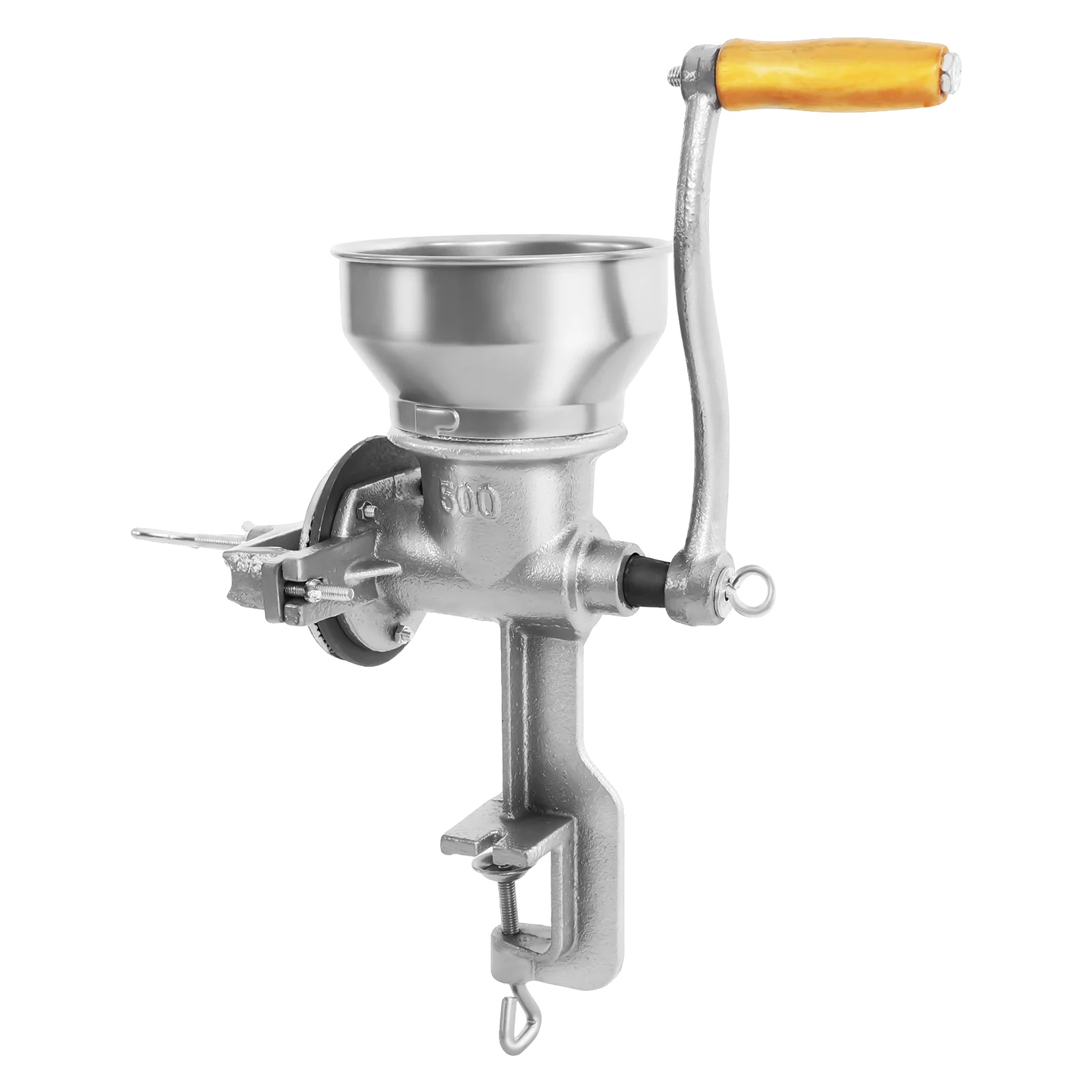Manuelle Getreidemühle, Einstellbarer Mahlgrad, Robuste Gusseisenkonstruktion, Silber