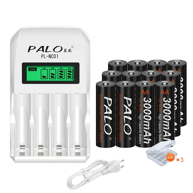 Wiederaufladbarer Akku, 3000 Mah Kapazität, Nimh-technologie, 12 Aa-batterien, 1 Ladegerät