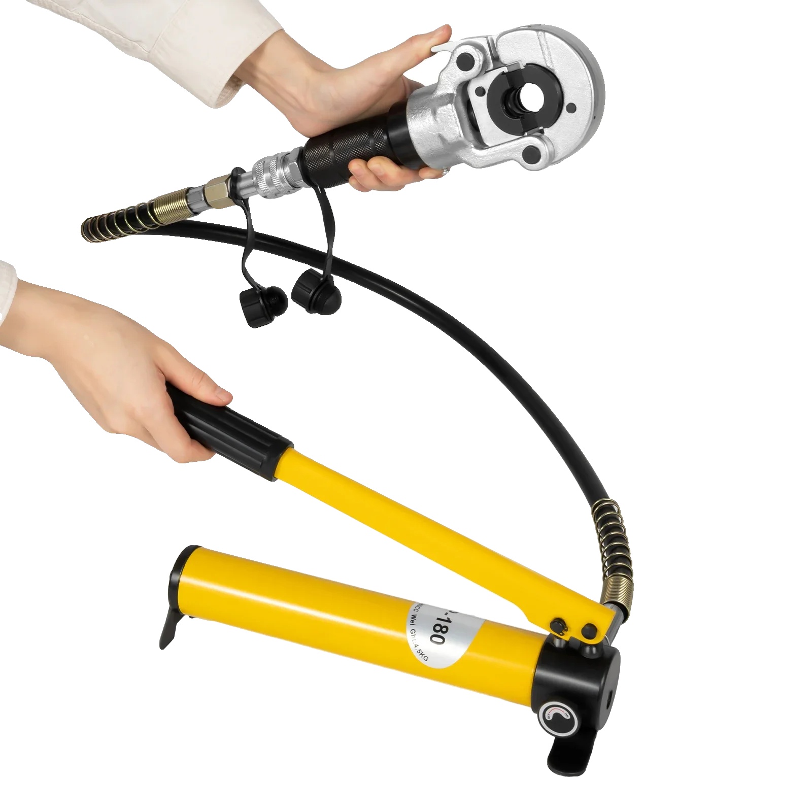 Hydraulisches Crimpwerkzeug-set, 360° Drehbarer Kopf, 9 Austauschbare Matrizen, Gelb