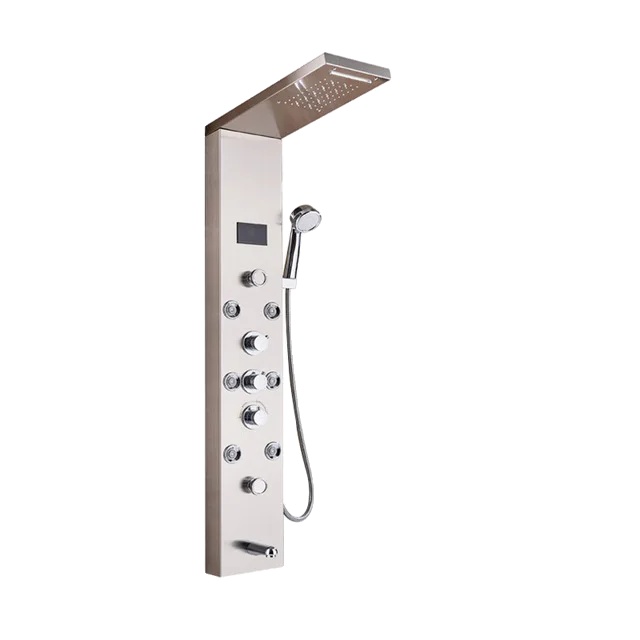 Duschpaneel, Led-beleuchtung, Digitale Temperaturanzeige, Gebürstet 8009-a