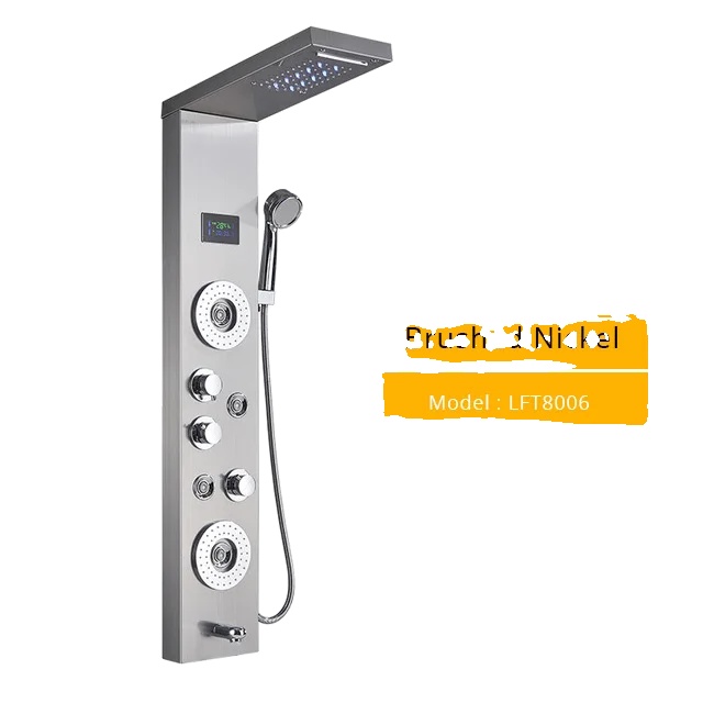 Duschpaneel, Led-beleuchtung, Digitale Temperaturanzeige, Gebürstet 8006