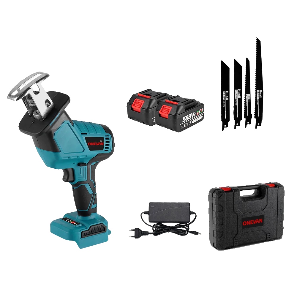 Säbelsäge, Bürstenloser Motor, Einhandbedienung, 2 Akkus, Eu-stecker