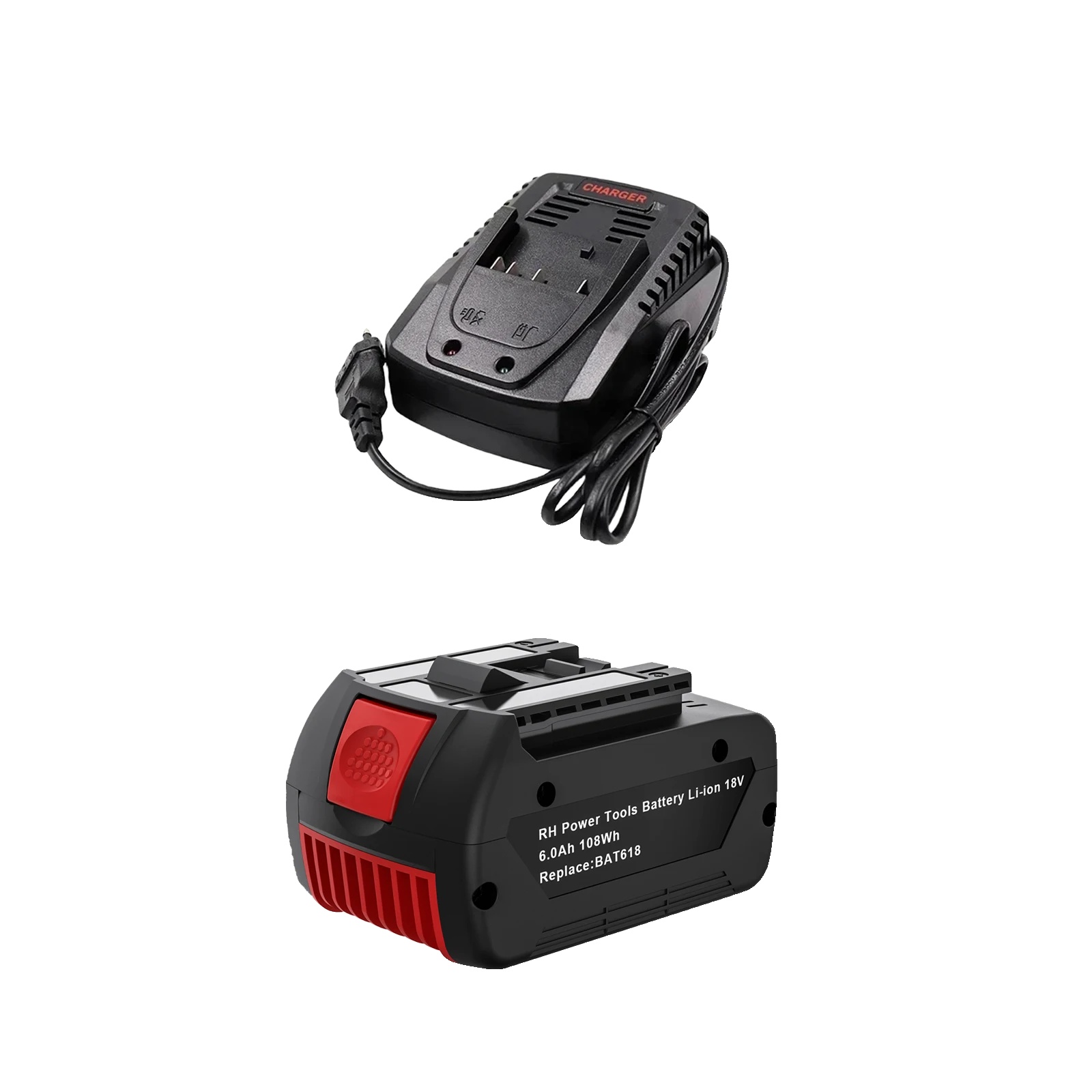 Ersatzakku, 18 V, 6000 Mah Kapazität, 1 Akku, 1 Ladegerät