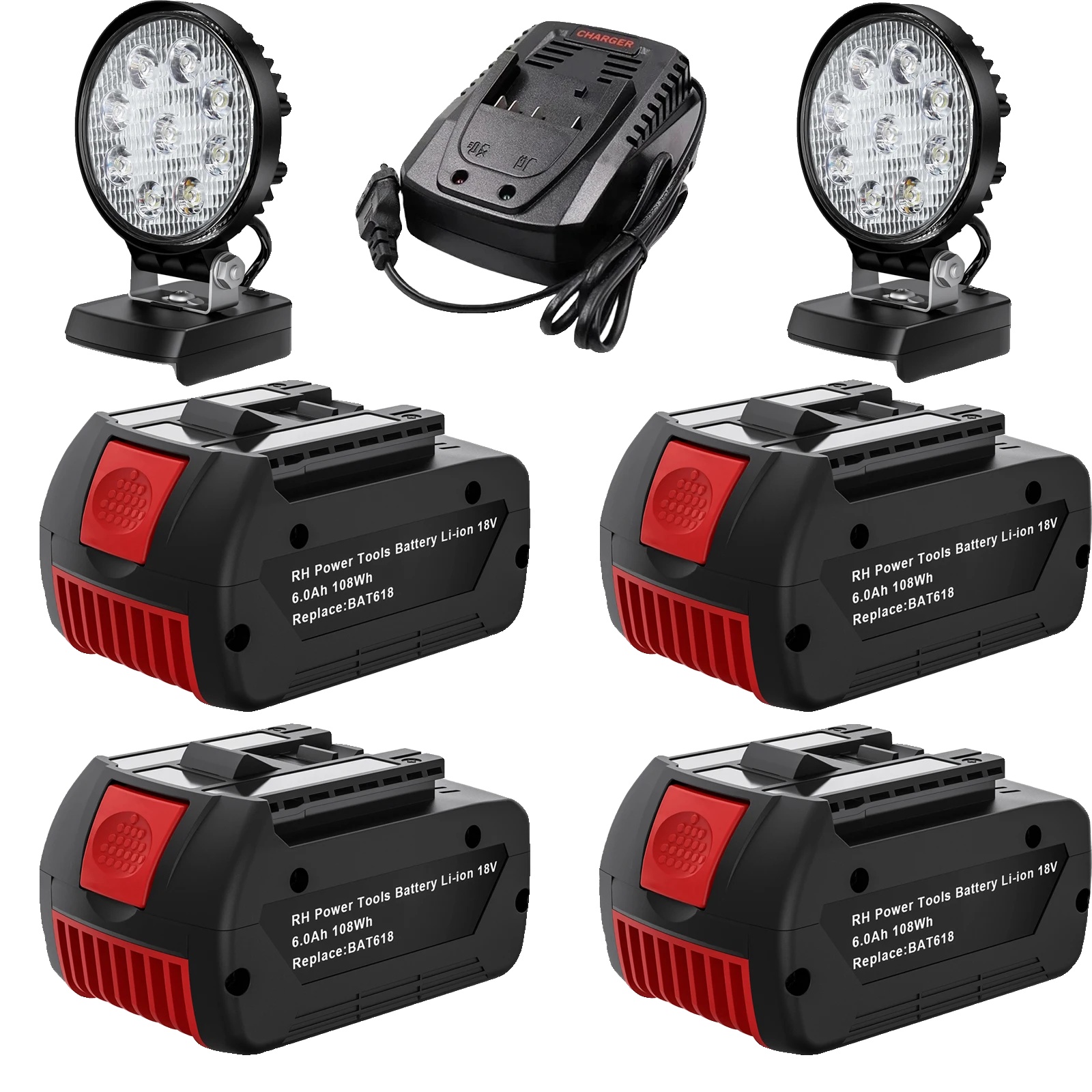 Ersatzbatterie, 18 V, 6000 Mah Kapazität, 6er-set