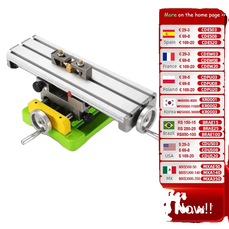Mini-präzisionsfräsmaschine, Tischgröße 350 X 100 Mm, Verfahrweg X-achse 180 Mm, Verfahrweg Y-achse 50 Mm, Höhe 122 Mm, Material: Aluminiumlegierung