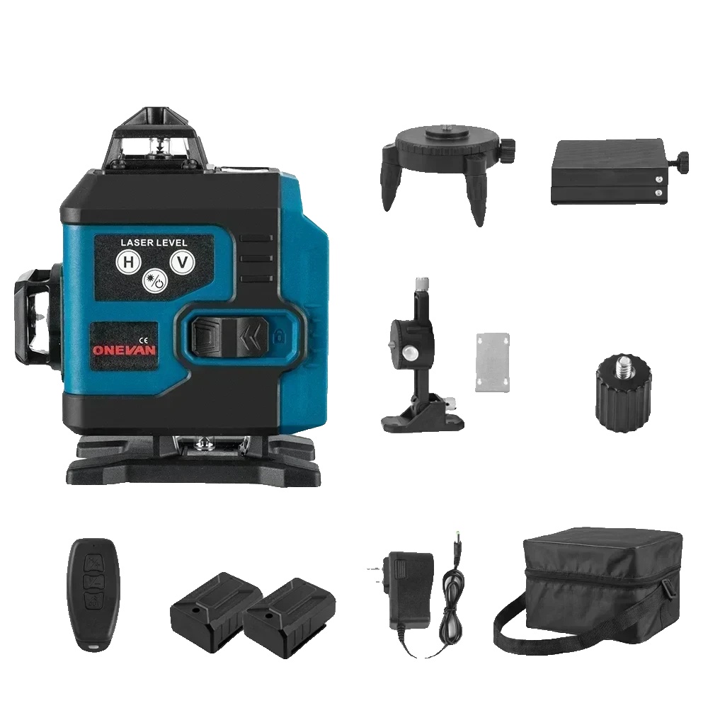 Laser-nivelliergerät, 16 Linien, 360°-drehung, 2 Batterien, Eu-stecker
