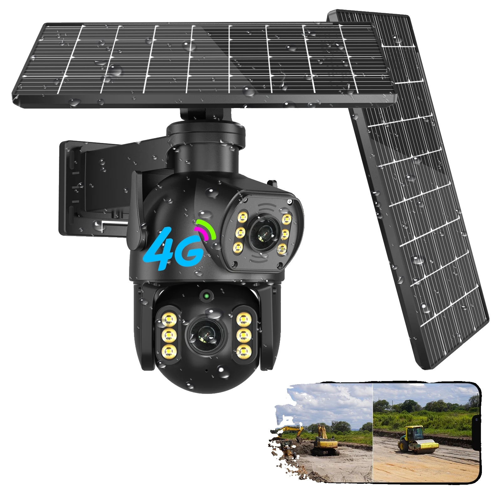 Solarbetriebene Außenkamera, 8-mp-hd-bildqualität, 4g-konnektivität, 64-gb-speicherkarte (8 Mp), Eu-stecker