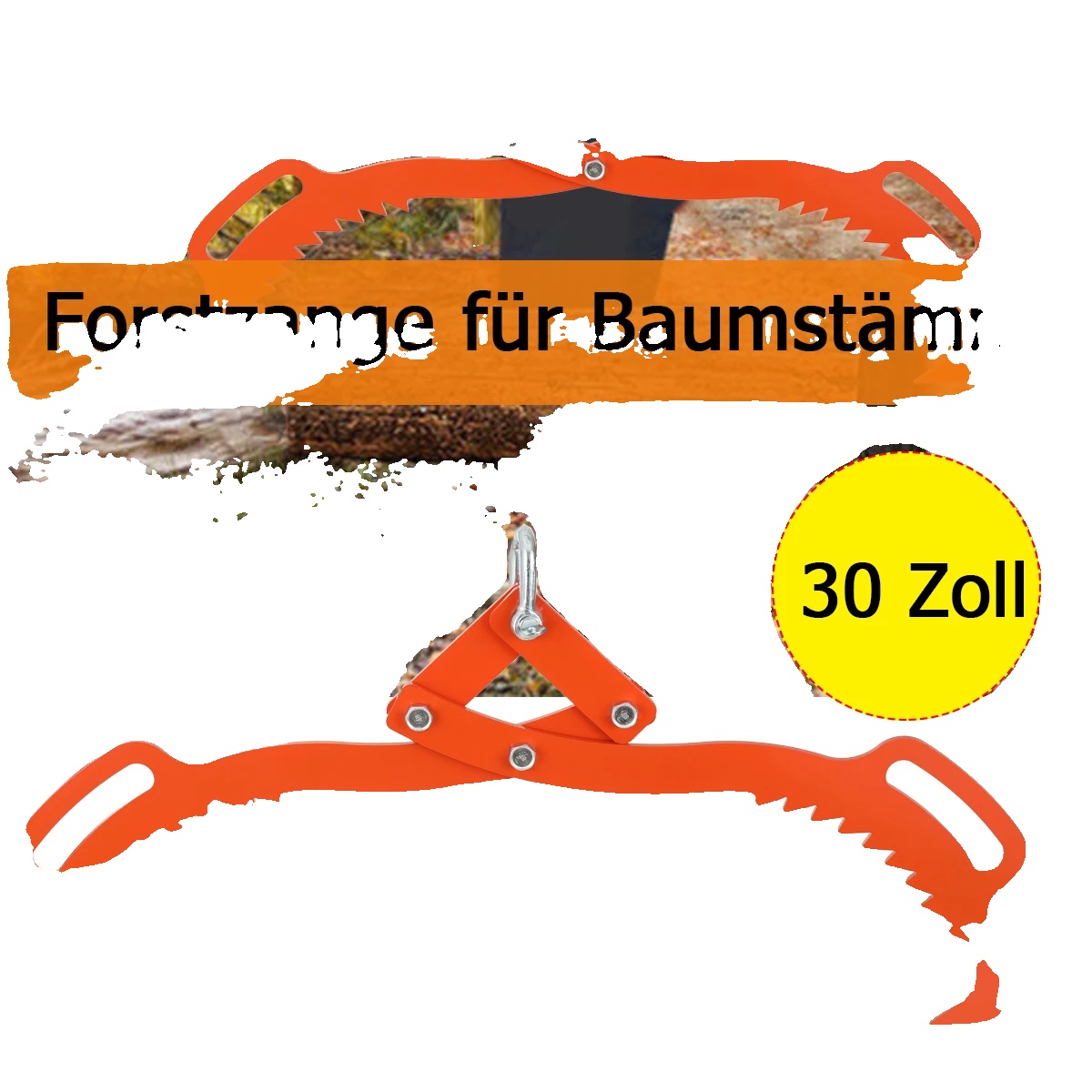 Baumstammhebezange, Stahlkonstruktion, 76 Cm, Robuste Ausführung, Gezahnte Greifklaue, Ergonomischer Griff