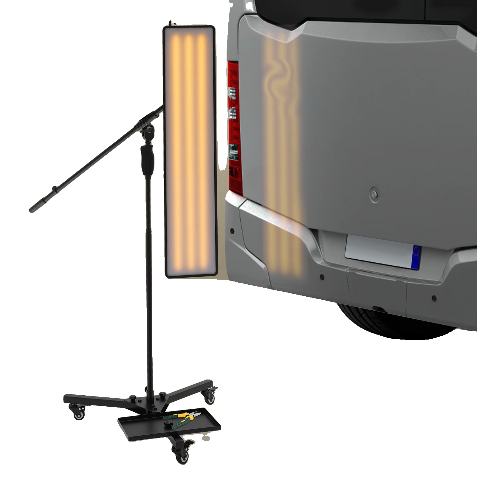 Led-leuchte, Höhenverstellbar Von 110 Bis 164 Cm, Lichtpanelgröße 19,5 X 92 Cm, Leistung Ca. 10 W, Universalrollen, Helligkeit Einstellbar