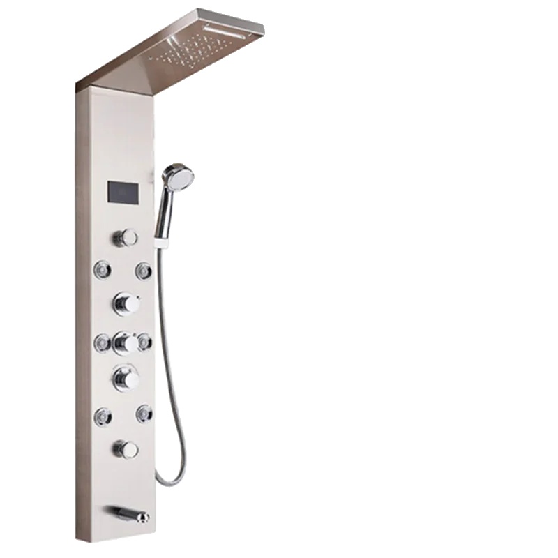 Led-duschpaneel, Gebürstetes Nickel, Wassertemperaturanzeige, Gebürstetes Nickel 8009
